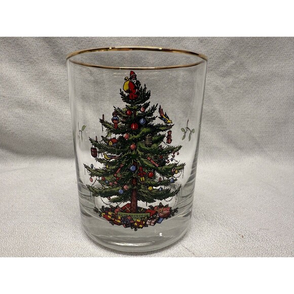 Set of 6 Spode Christmas Tree clear Old Fashion rocks glasses 4.25” cocktail VTG - Picture 5 of 12